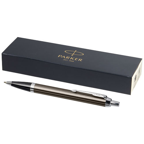 Stylo à bille à personnaliser avec poussoir IM Parker Brun espresso et Noir